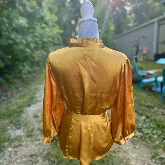 I.N. Studio Shimmery Gold Formal Blouse - Picture 3 of 9